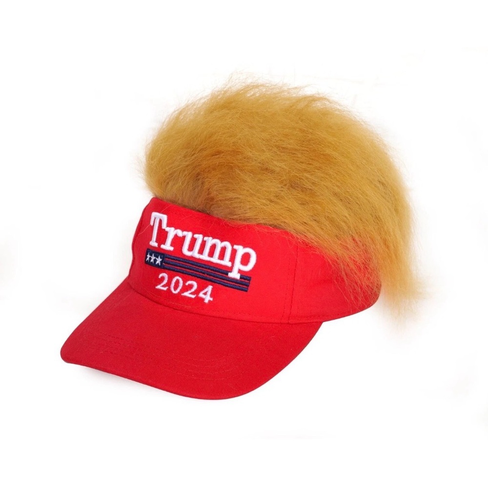 Donald Trump MAGA Visor Hat with his hair attached